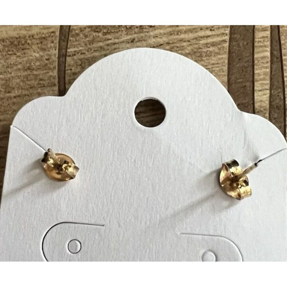 925 Sterling Silver Gold Vermeil Blue Topaz & Diamond Stud Post Earrings 1.2g